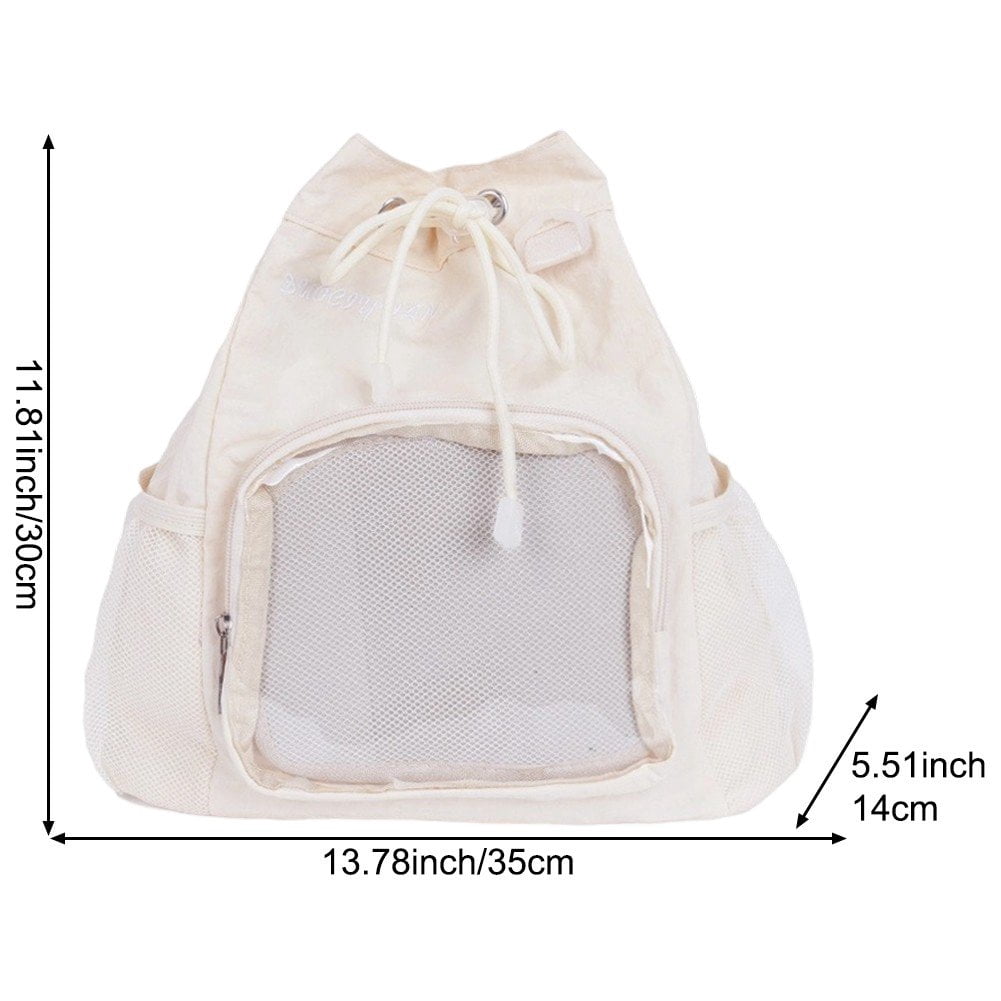 Slccxzc Women Grunge Drawstring Simple Backpacks Y2k Aesthetic Casual All Match Ita Bags