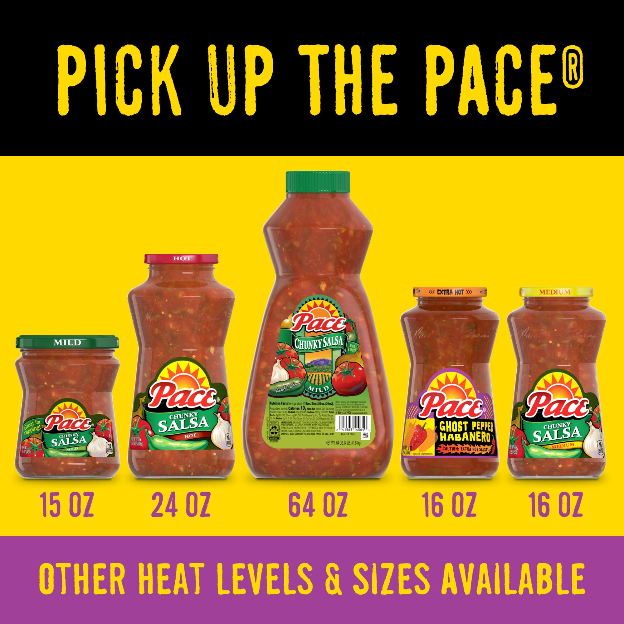 Pace Ghost Pepper Habanero Extra Hot Salsa, 16 oz Jar