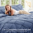 thumbnail image 5 of Sasttie Queen Size Comforter Set, 7-Piece Bed in a Bag, Pintuck Bedding Sets for All Season, Slate Blue, 5 of 8