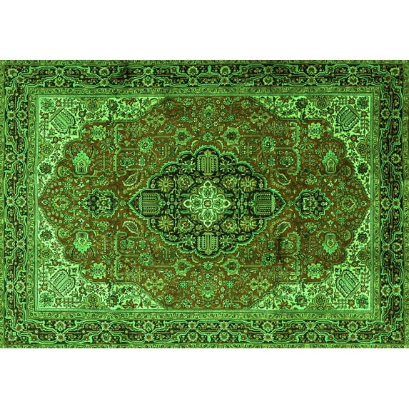 Ahgly Company Indoor Rectangle Medallion Green Traditional Area Rugs, 2' x 4'