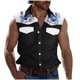 thumbnail image 1 of Camisas de Cuello para los Hombres de Moda Casual Imprimir Turndown Cuello sin Mangas Bolsillos Deportivos Tanque, Ligero Top de Verano, 1 of 5