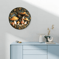 thumbnail image 3 of 2D Mushroom Print Round Wall Clock, Silent Non-Ticking Battery Operated Clock 10 Inch, Decor for Bathroom, Bedroom, Kitchen, Office or School, 3 of 5