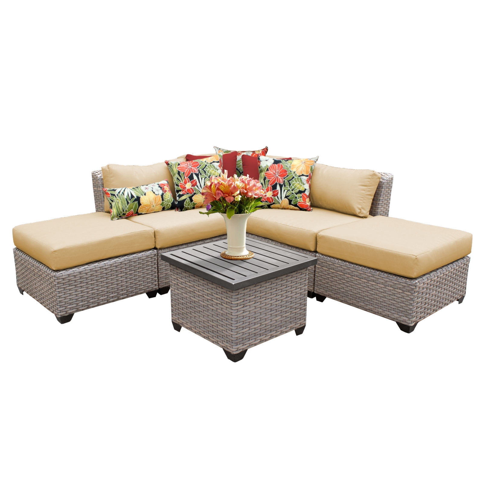 Catalina 6 Piece Outdoor Wicker Patio Furniture Set 06f
