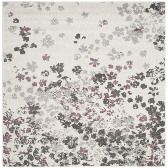SAFAVIEH Adirondack Jermaine Abstract Area Rug, Ivory/Purple, 6' x 6' Square
