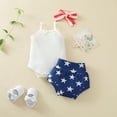 thumbnail image 2 of EnJoCho Toddler Boys American Flag Outfits 4th Of July Baby Girl Outfits Cute Letters 𝖱omper Stars and Stripe Bottom Shorts Headband Fourth Of July Clothes, 2 of 8