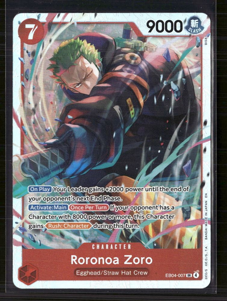 2024 One Piece Card Game Extra Booster Memorial Collection Roronoa Zoro Straw Hat Crew Egghead SR Super Rare