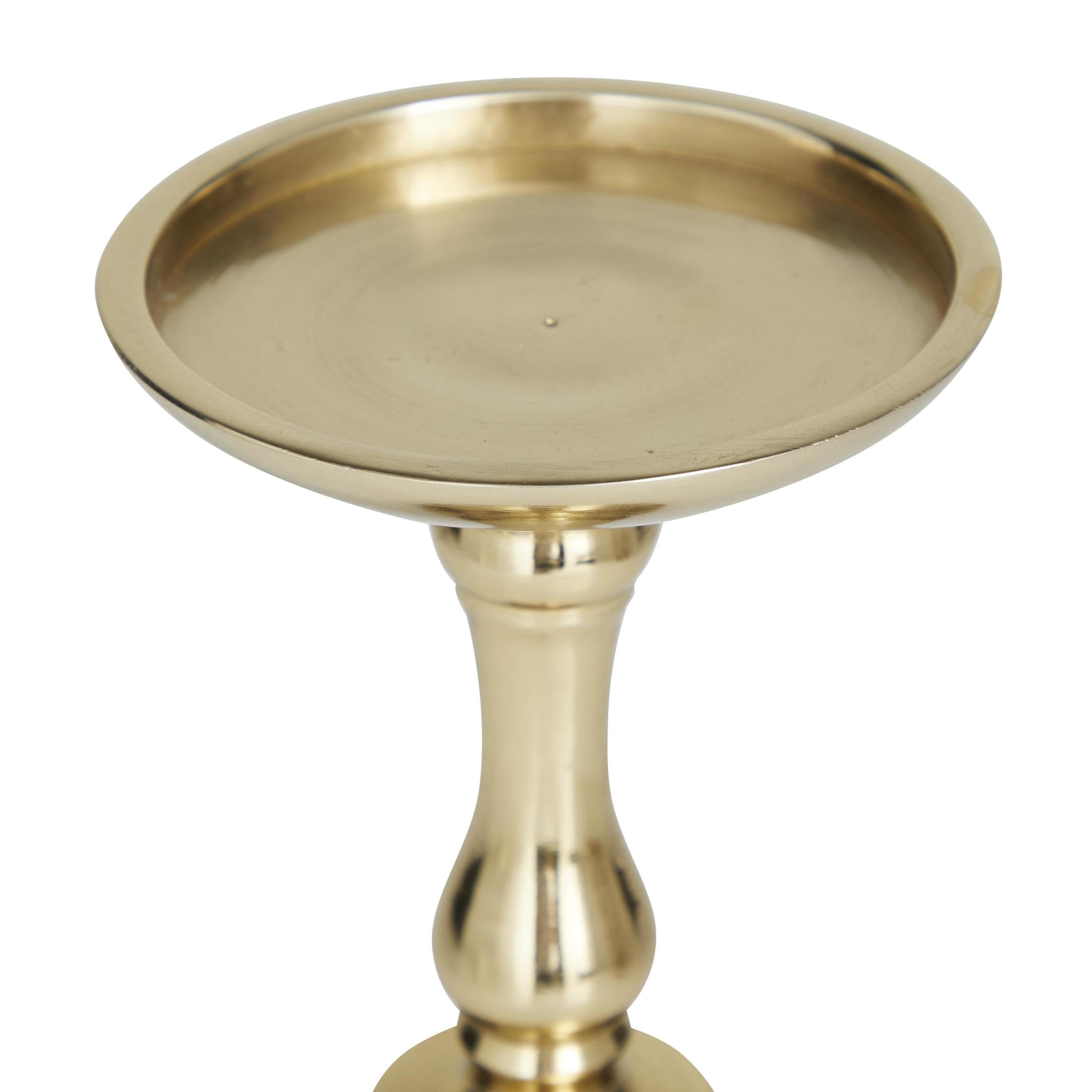 DecMode 3 Candle Gold Aluminum Metal Pillar Candle Holder, Set of 3