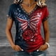thumbnail image 5 of Camiseta de Manga Corta de la Mujer de la Moda Casual Cómoda Impresión de Manga Corta con Cuello en V, 5 of 5