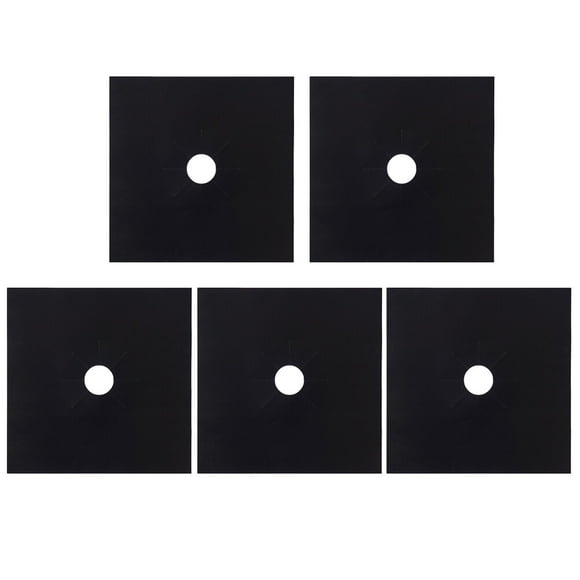 EeaseMX 5 fundas prácticas para quemadores de estufa, resistentes y reutilizables, para cocina de gas, con almohadilla de limpieza (negro, 27 x 27 x 0,08 cm)