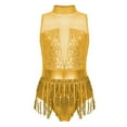 thumbnail image 3 of CHICTRY Filles Enfants Justaucorps-Robe de Danse Jazz Latin à Paillettes avec Franges Ventre Tango Rumba Samba Salsa Costume de Danse Jaune 14, 3 of 5