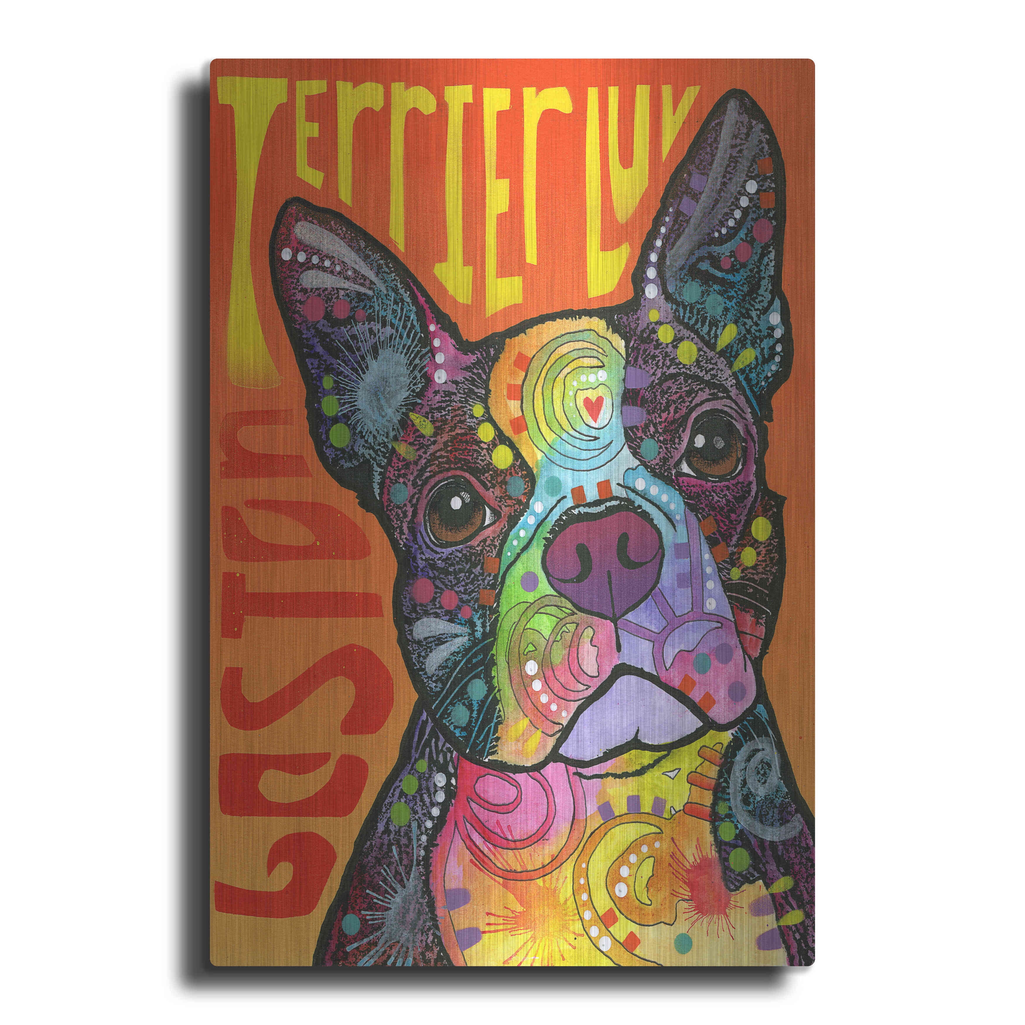 Luxe Metal Art 'Boston Luv' by Dean Russo, Metal Wall Art, 12"x16"