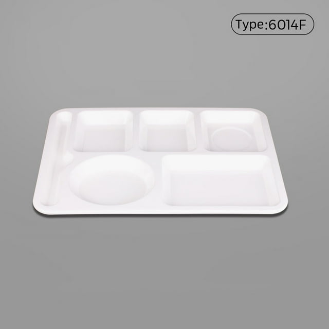 Boreal Craft Ensemble de Table à Dîner Ronde pour 5 Compartiments en Imitation Porcelaine Résistante à la Chaleur Plateaux de Restauration Rapide Spécialement Conçus pour l'École et les Cantines de Qualité Commerciale Vaisselle
