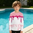 thumbnail image 2 of TGPMGRZ Ice Cream Swim Shirts for Boys Long Sleeve Rash Guard UPF 50+ Swimwear Tops Summer Beach Pink2 7-8 Years, 2 of 5