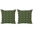 thumbnail image 1 of Ambesonne Exotic Throw Pillow Cover 2 Pack, Hibiscus Plumeria Monstera, 16", Multicolor, 1 of 2