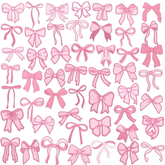 Parches de lazo rosa Wavwave con apliques de tela, 50 unidades, 7 cm