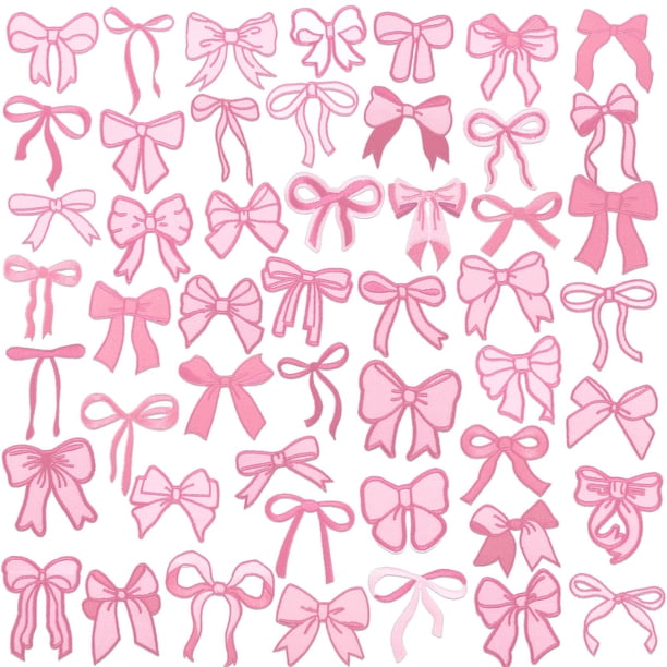 Parches de lazo rosa Wavwave con apliques de tela, 50 unidades, 7 cm
