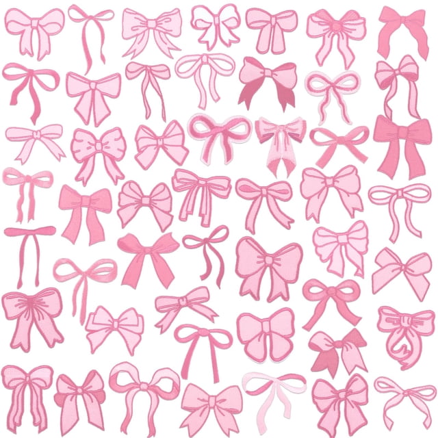 Parches de lazo rosa Wavwave con apliques de tela, 50 unidades, 7 cm