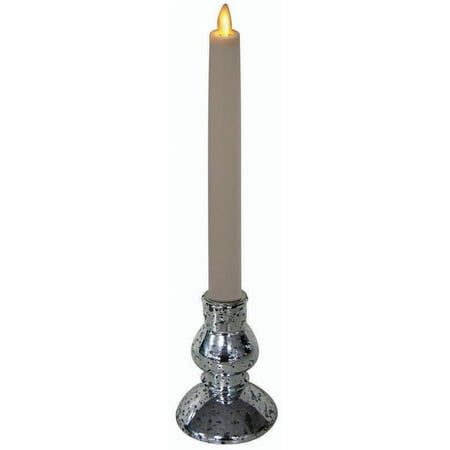 Veraflame E03553-S Taper Wax Moving Flame Candle With Square Silver Base