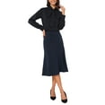 thumbnail image 2 of INSPIRE CHIC High Waisted Flared Skirts for Women's 1950s Solid Color Business Casual Midi Skirt L Navy Blue, 2 of 6