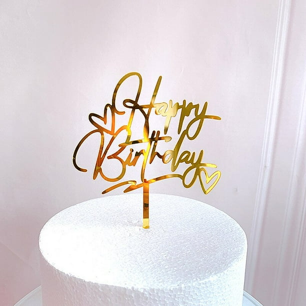 Fuente de arte feliz de doble capa de acrílico, decoración de pastel de corazón de amor pequeño rojo, decoración de postre de fiesta de cumpleaños para suministros de Baby Shower