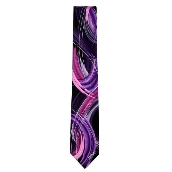 Men's Jerry Garcia Designer Abstract Necktie - Black Pink and Purple - NWT