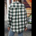 thumbnail image 4 of Camisa Abotonada para Mujer, Camisa A Cuadros, Larga, Solapa, Informal, para Negocios, Trabajo Verde L, 4 of 10