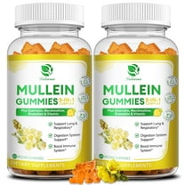 (2 Pack)Mullein Gummies for Lungs – Mullein Supplement with Quercetin, Elderberry for Respiratory & Immune Support, Lung Cleanse, Breathing & Detox, 60 Pineapple Gummies