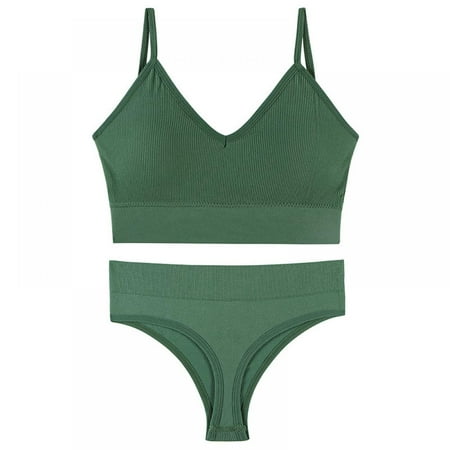 

Seamless Yoga Set Two Piece Workout Sets for Women Sports Bra - Gathered Underwear Sets for Women Bra and Panties(1-Packs)