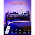 thumbnail image 3 of VEVOR Headboard for King Size Bed Head Board with 2 Shelves & LED Light Black, 3 of 9