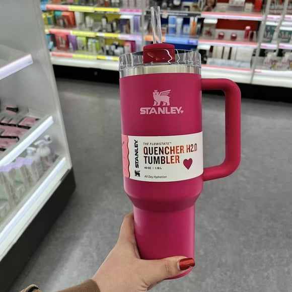 Stanley 40 oz Stainless Steel Cup With Handle Quencher H2.O Tumbler - Hot Pink