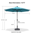 thumbnail image 5 of PURPLE LEAF 10' Round Outdoor Table Umbrella with Crank and Tilt, Aluminum Frame Patio Market Sun Umbrella, 8 Sturdy Ribs, Turquoise Blue, 5 of 10