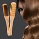 thumbnail image 5 of Cepillo para el cabello, peine alisador, antiestático, en forma de V, desenredante, con pinza para salón. Oro, 5 of 9