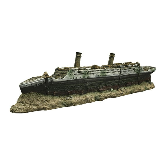 Zxpjkyu Resin Decorations Titanic Wreckage Ship Cruises 38cm Long Aquarium Fish Tank Ornament Decoration Landscape Decor