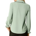 thumbnail image 3 of INSPIRE CHIC Women's Sweet Ruffle Peter Pan Collar Button Up Work Shirts, 3 of 7