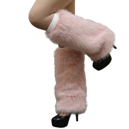 Thick Plush Furry Leg Warmers for Women Soft Cozy Winter Thermal Boot Cuffs Colorful Fuzzy Leg Gaiters Covers Streetwear