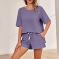 thumbnail image 3 of jobturf Casual Two Piece Sets for Women Side Slit Short Sleeve T-Shirt and Drawstring Shorts Set Summer Tracksuit Matching Outfits S-2XL, 3 of 7