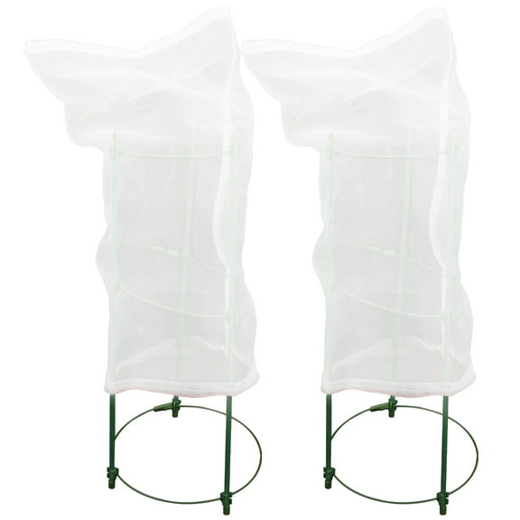 2 Sets of Green Plant Cages for Garden Use Lightweight Sturdy Plastic Vegetable Support