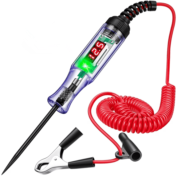 Test Light Automotive 3-90V Digital LED Circuit Tester with Voltage Display, Auto Bidirectional Voltage Tester, Electric Test Pen with Extended Spring Wire & Probe for Car RV Fuse Checker