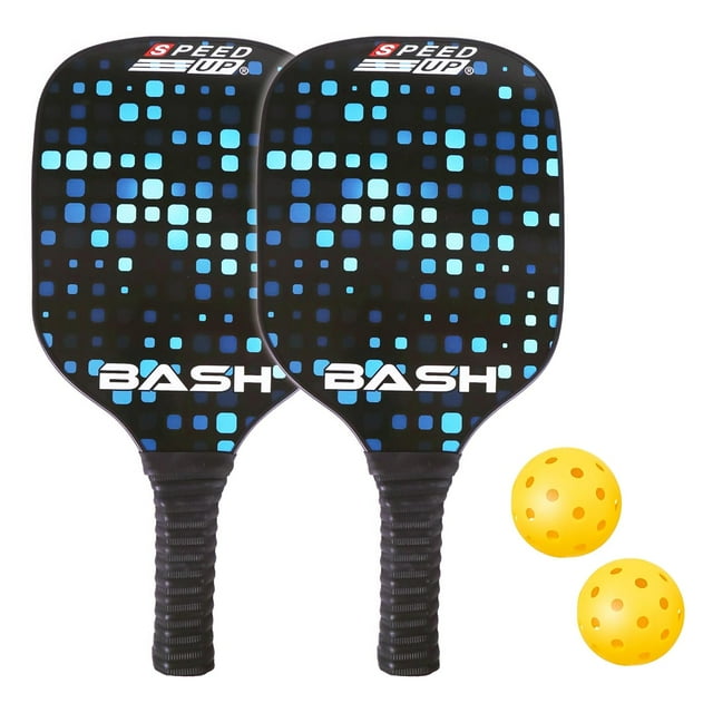 Speed Up Wooden Pickleball Paddles Set - 2 Lightweight Rackets With 2 Pickleballs Fun Play Game | For All Ages Indoor Outdoor Garden Ground Park Play
