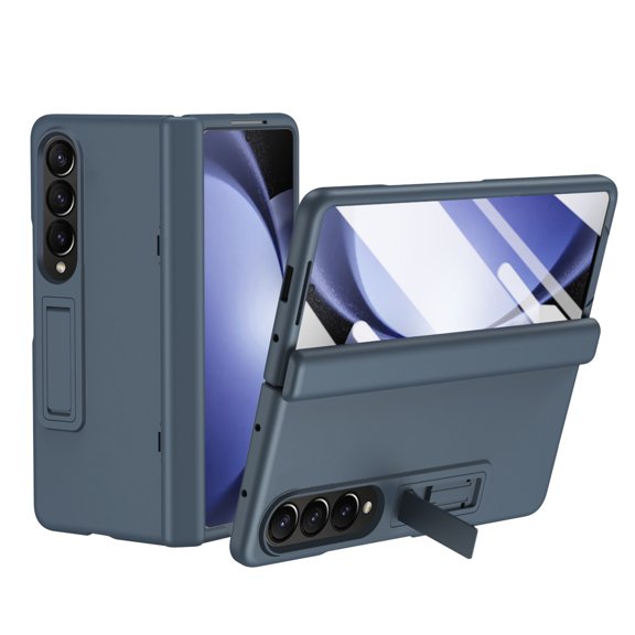 Allytech Slim Case for Samsung Galaxy Z Fold4, with HD Screen Protector & Adjustable Kickstand, [Hinge Protection] Anti-Fingerprint Shockproof Rugged Case for Samsung Galaxy Z Fold4 - Darkgray
