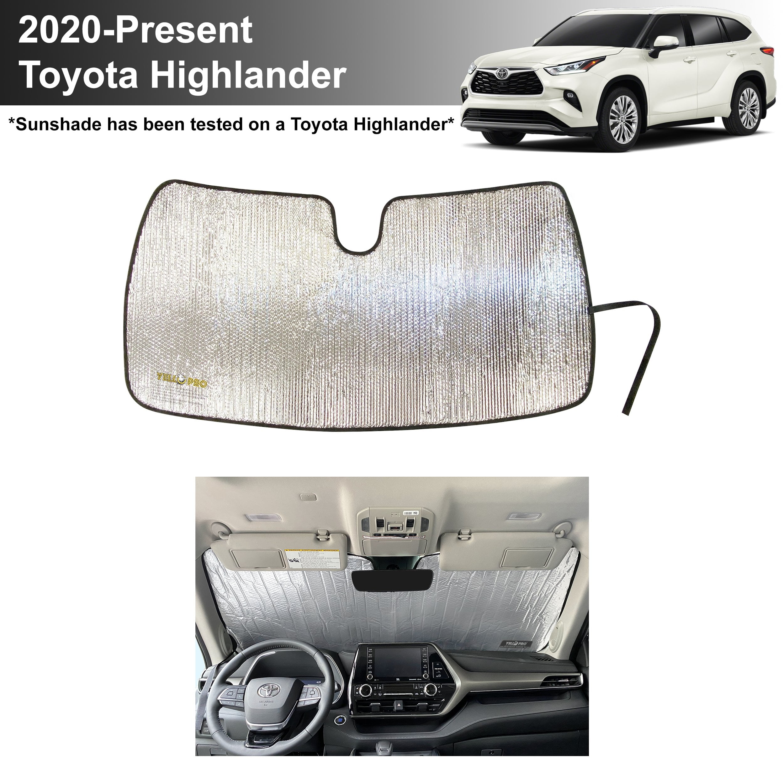 AutoTech Zone Sun Shade for 2008-2013 Toyota Highlander SUV Custom-fit Windshield Sun Shade