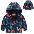 thumbnail image 2 of Toddler Boys Rain Jackets Girls Casual Jackets Printing Cartoon Hooded Outerwear Zipper Coats Long Sleeve Windproof Coats Raincoat Windbreakers For Kids,Size 18-24 Months, 2 of 5