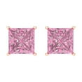 thumbnail image 3 of Clara Pucci 3Ct Pink Princess Cut VVS1 Screw Back Stud 14k Solid hypoallergenic Gold Designer Earrings For April, 3 of 7