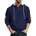 thumbnail image 1 of pstuiky camisas de manga larga para hombre, Blusa informal holgada de color liso con botones y cordón de moda para hombre, de manga larga, con capucha top de hombre l, 1 of 8