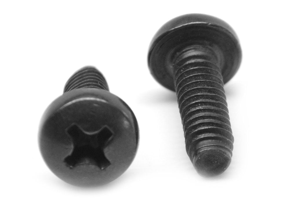 Pack of 100 3/8 Length Steel Thread Rolling Screw for Metal Black Oxide Finish #8-32 Thread Size Pan Head Phillips Drive 