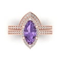 thumbnail image 2 of 2.48 ct Brilliant Marquise Cut Alexandrite 14k Rose Gold Halo Solitaire with Accents Engagement Bridal Wedding Ring Band Set size 10.5, 2 of 7