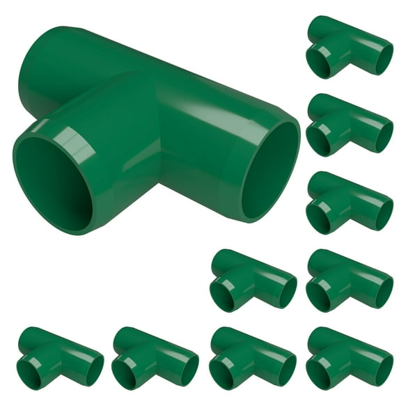 FORMUFIT PVC Fitting, Standard Tee , Furniture Grade, 1/2" Size, Green, 10-Pack (F012TEE-GR-10)