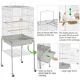 thumbnail image 6 of Yaheetech 53.5-inch Open Top Metal Bird Cage with Detachable Rolling Stand, Light Gray, 6 of 14