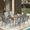 Gray, variant on Arlopu 7pcs Patio Dining Table & 6 Stackable Chairs, Tempered Glass Top w/ Umbrella Hole, Patio Dining Set for Garden Poolside