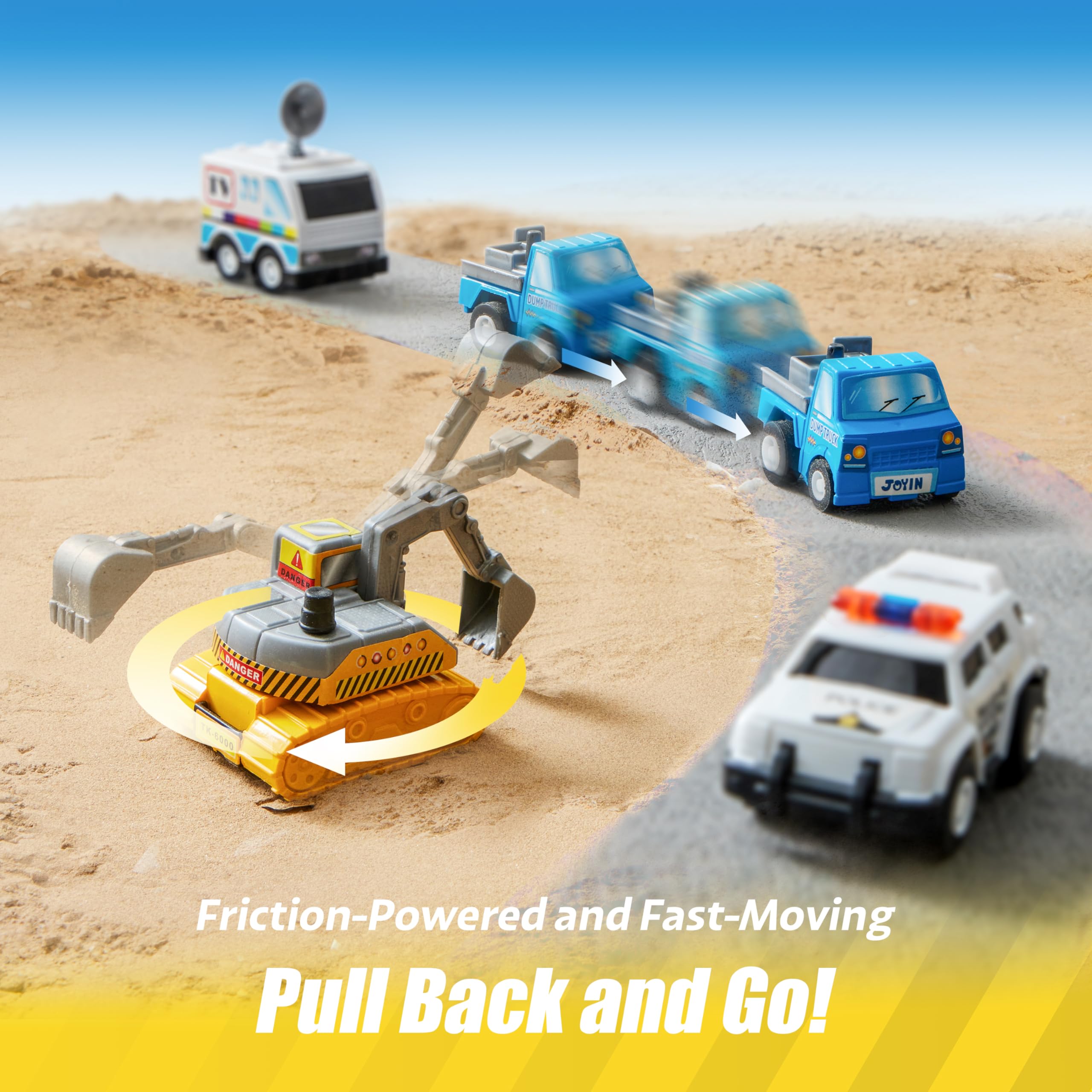 Joyfy 18-Piece Friction Pull Back Toy Vehicles Set photo 6
